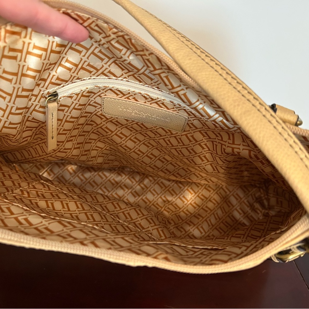 Tignanello Leather Tote Bag Beige Large Work Shoulder Bag - Picture 3 of 5